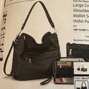 Idesort 
Black Leather Shoulder Bag